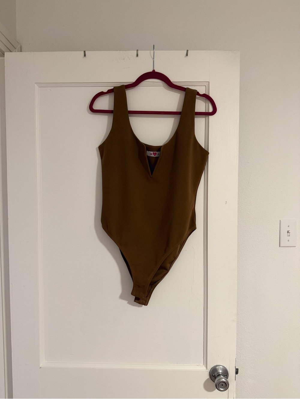 Scoop Neck Brown Bodysuit
